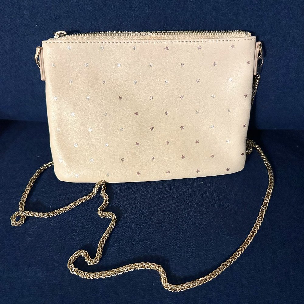 Mark & Graham Leather Tassel Zipper Crossbody, Blush Star